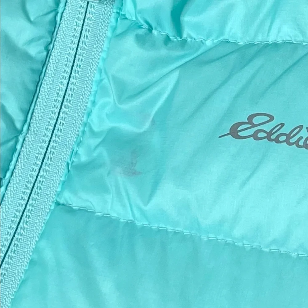 Eddie Bauer Girls Reversible Teal Blue Purple Down Puffer Jacket Extra Large 16